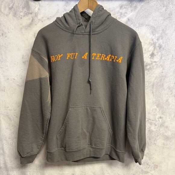 Hoy Fui A Terapia Tour Hoodie Sweatshirt Adult Small 19x23.5 Gray Band - Picture 1 of 15